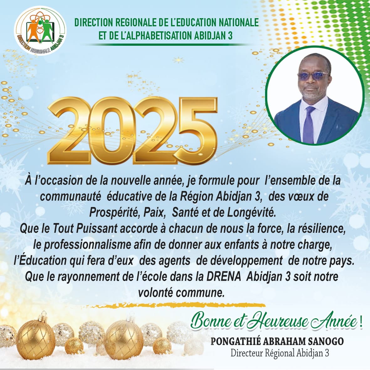 Meilleurs voeux du Directeur